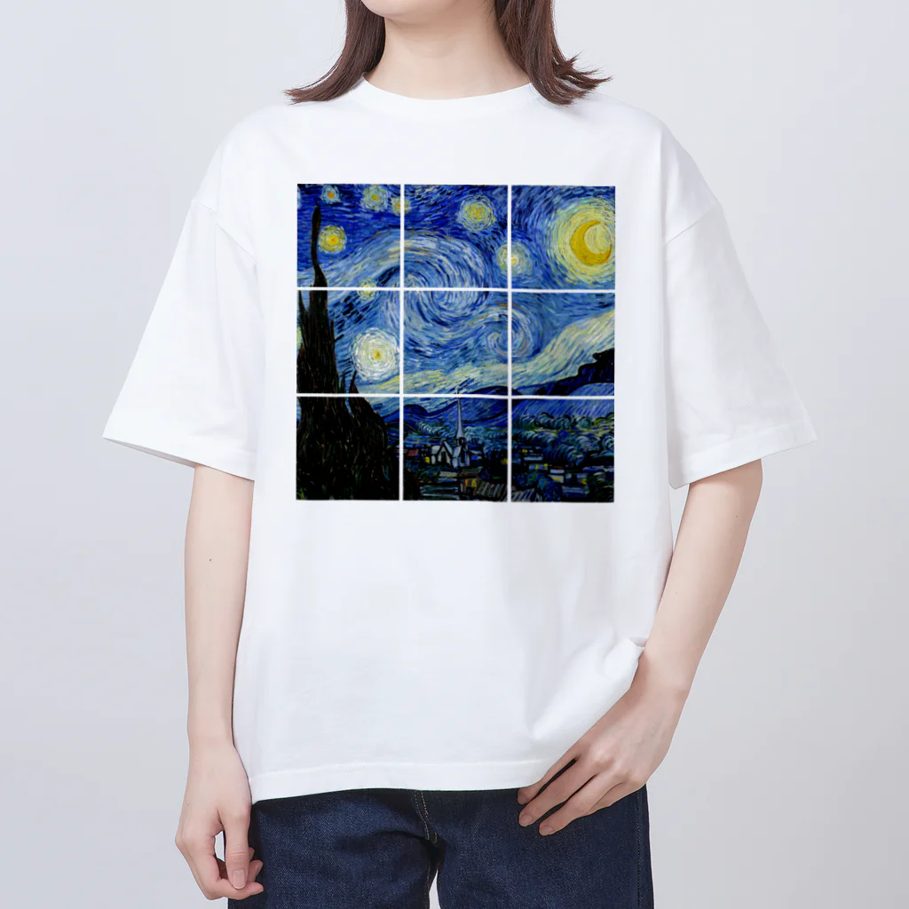 art-LaboのSquare ゴッホ 【世界の名画】 星月夜 ポスト印象派 絵画 美術 art オーバーサイズTシャツ