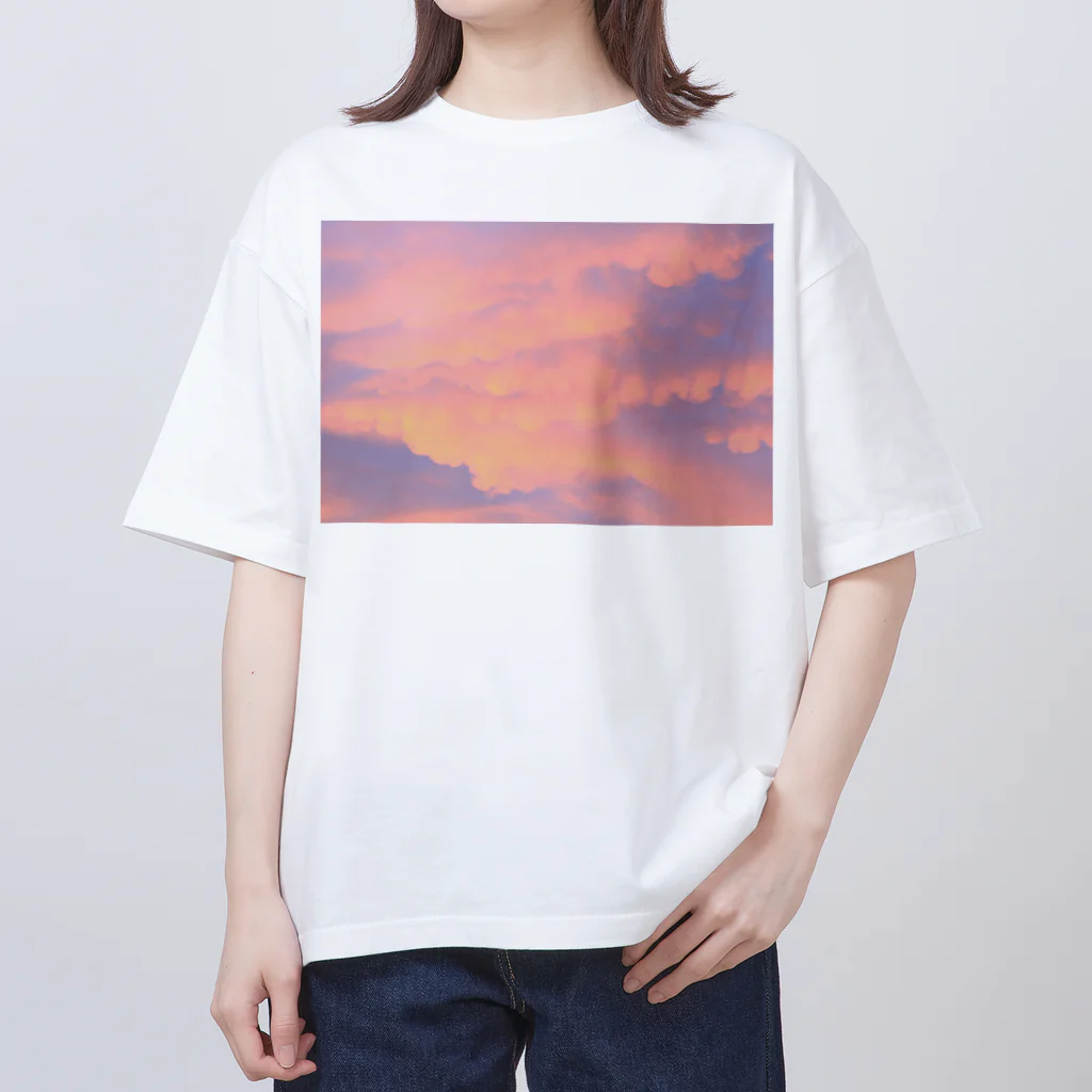 りなりのピンク空 オーバーサイズTシャツ