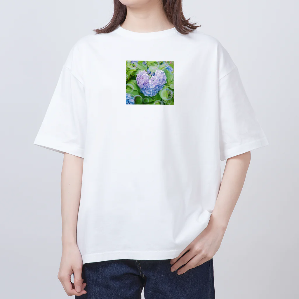 GRASPの紫陽花 ハート オーバーサイズTシャツ