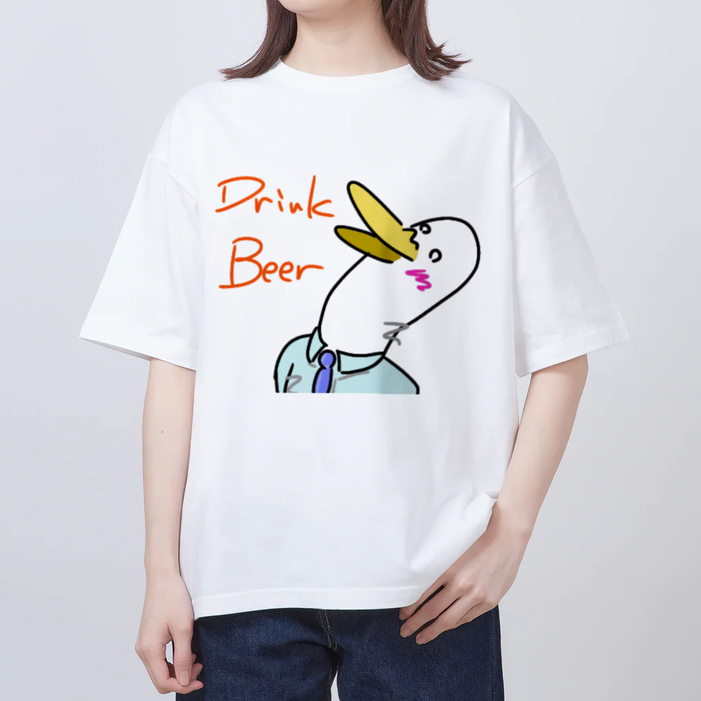 てんぱSHOPの飲みたいあひるさん。(Drink Beer) オーバーサイズTシャツ