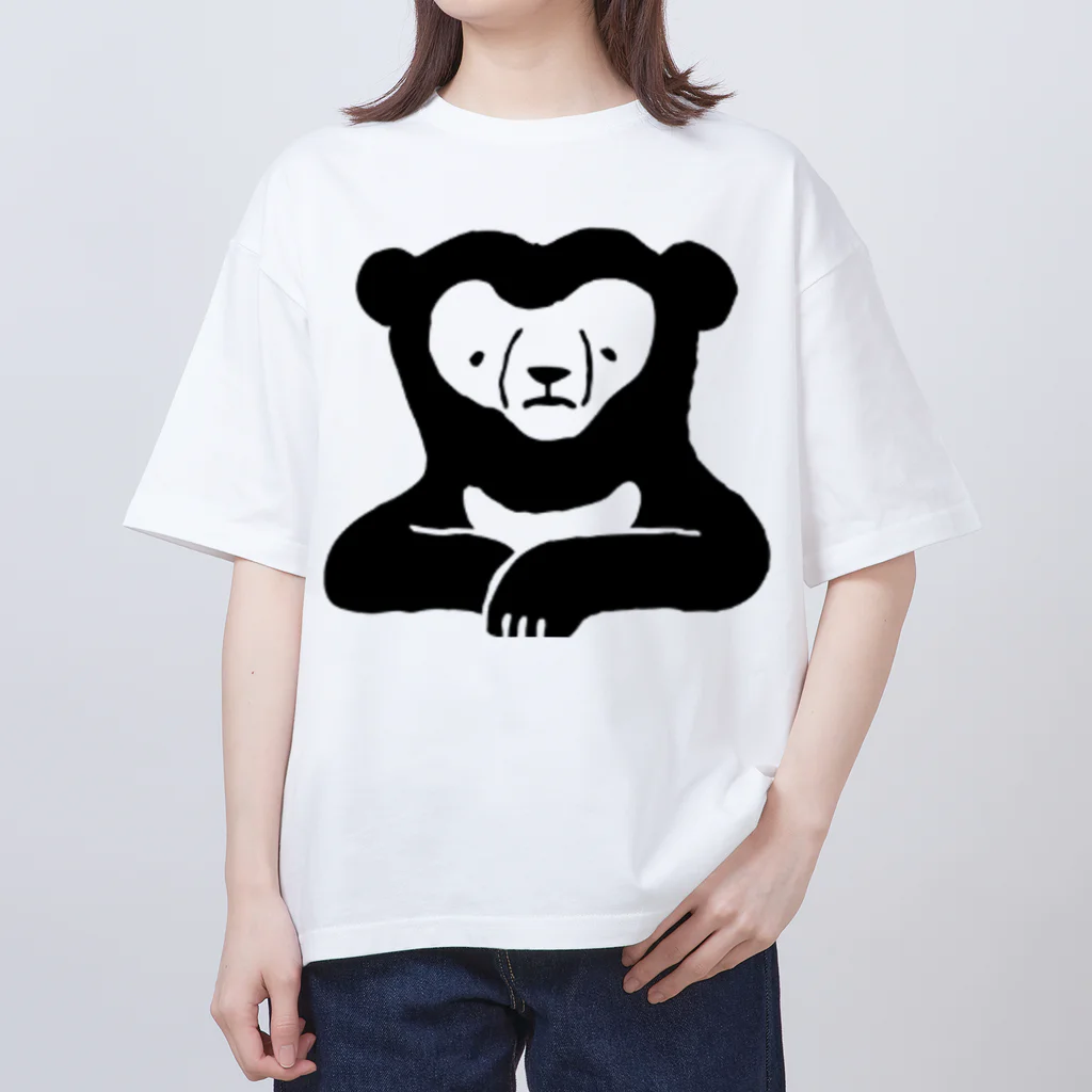 ナラティヴ・ラボ マーケットのくまざわくん（ブラックライン） Oversized T-Shirt