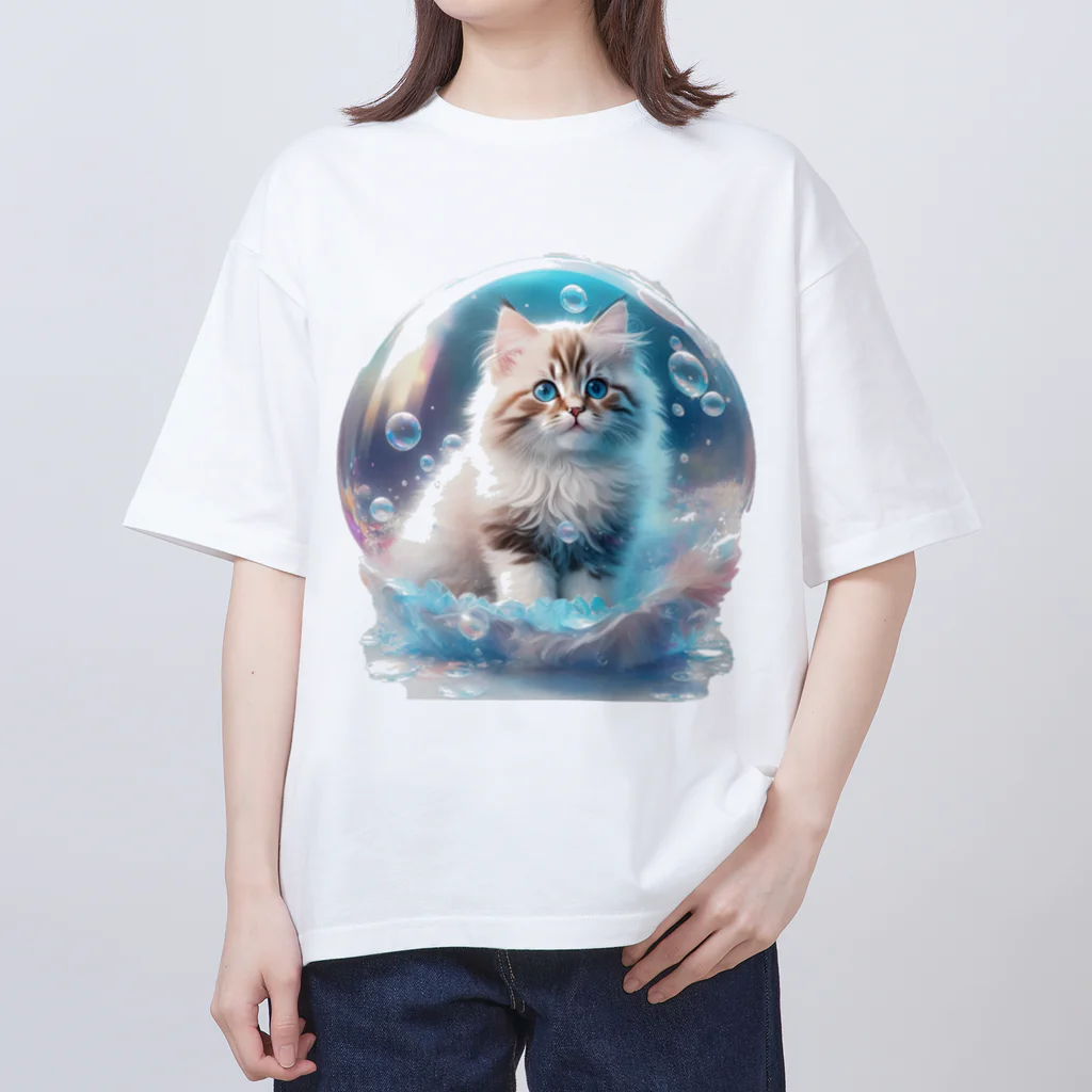 aianimalartyamaのしゃぼんねこc オーバーサイズTシャツ