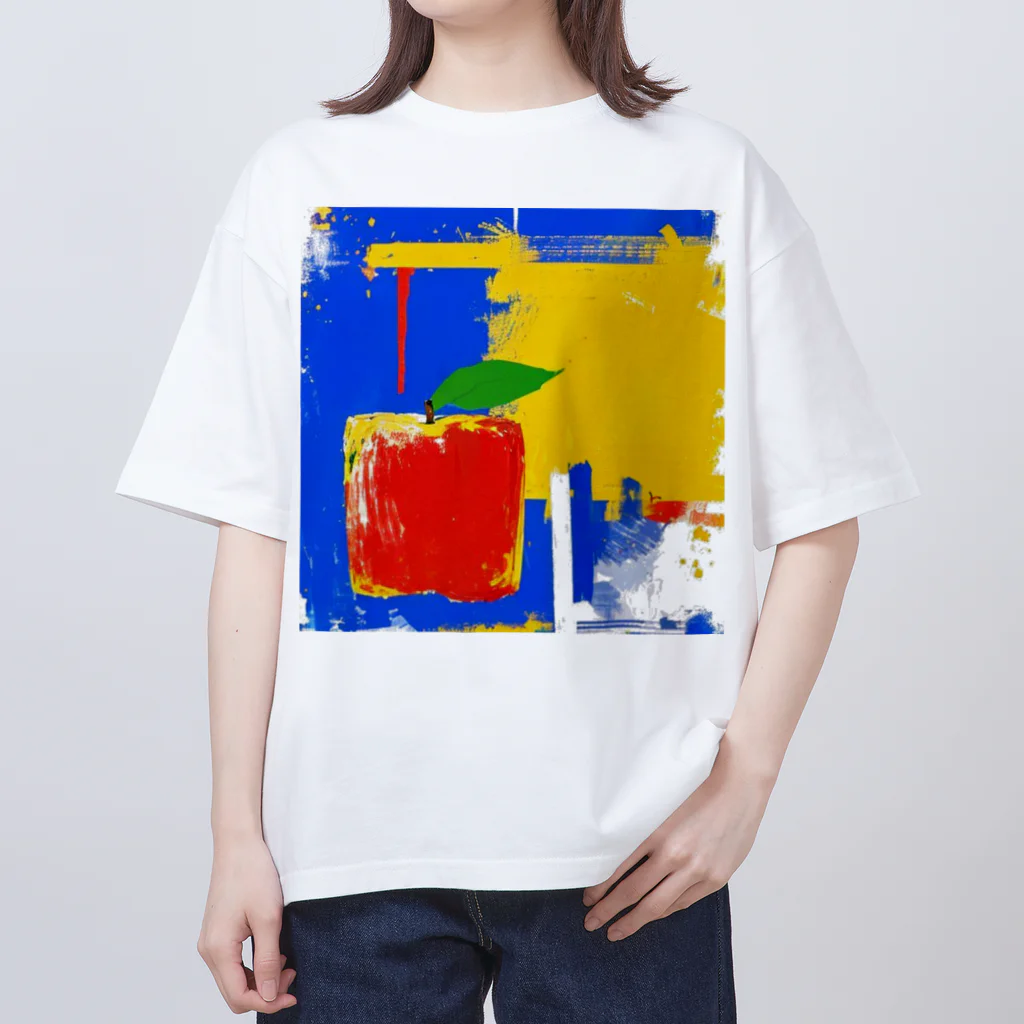 にょんのTシャツ屋さんのりんごアート オーバーサイズTシャツ