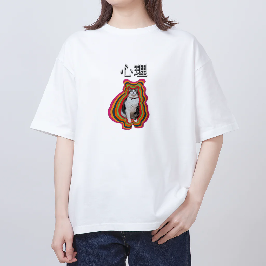 花とbugの心理猫 オーバーサイズTシャツ