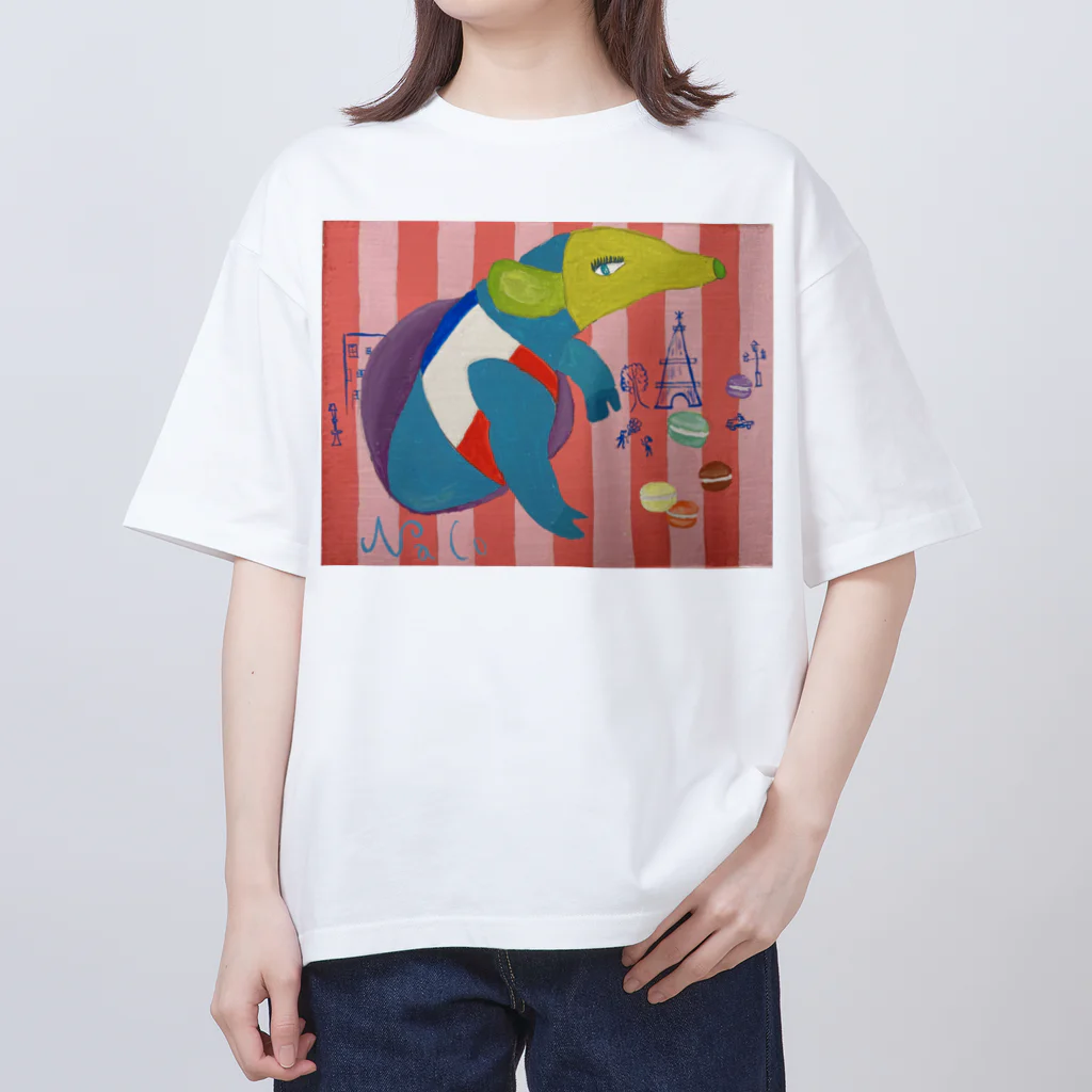 nacosuのアリクイ君わーるでぃ～　France Oversized T-Shirt