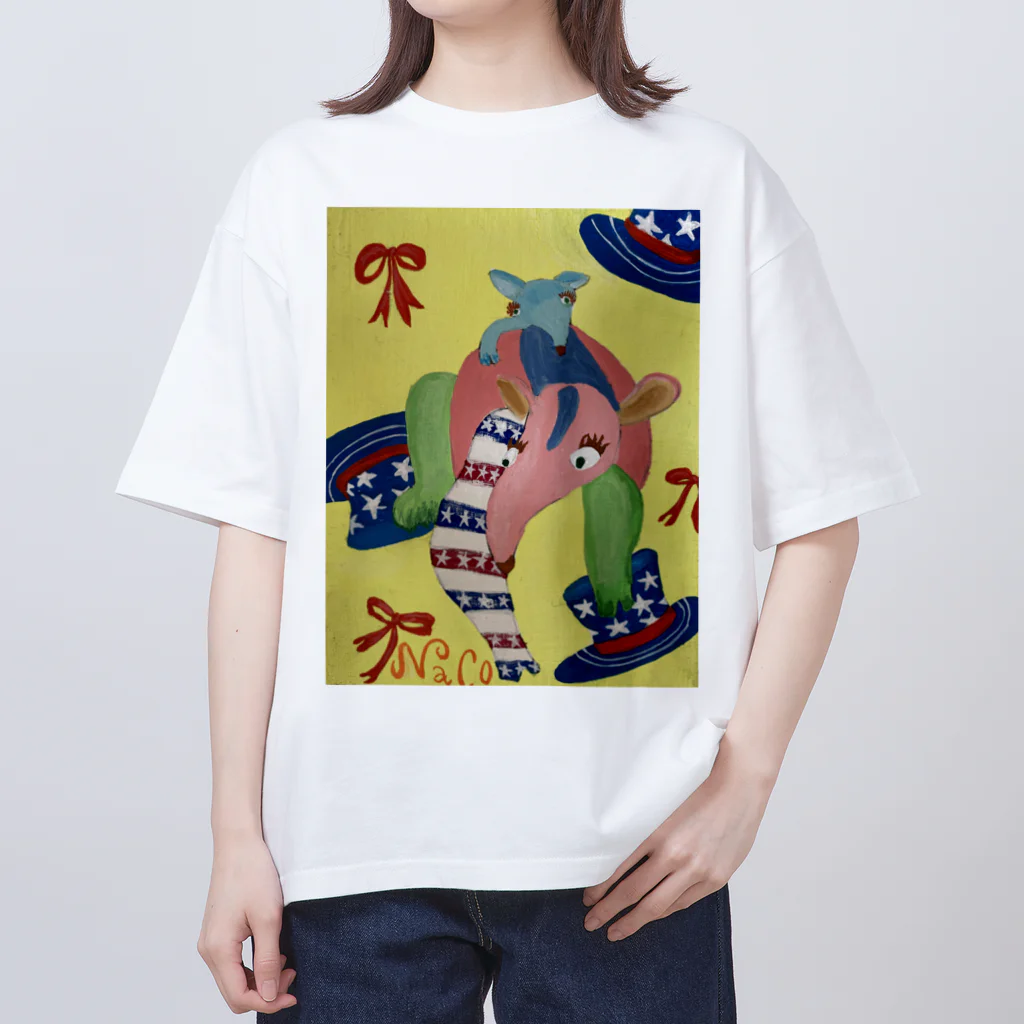 nacosuのアリクイ君わーるでぃ～　America Oversized T-Shirt