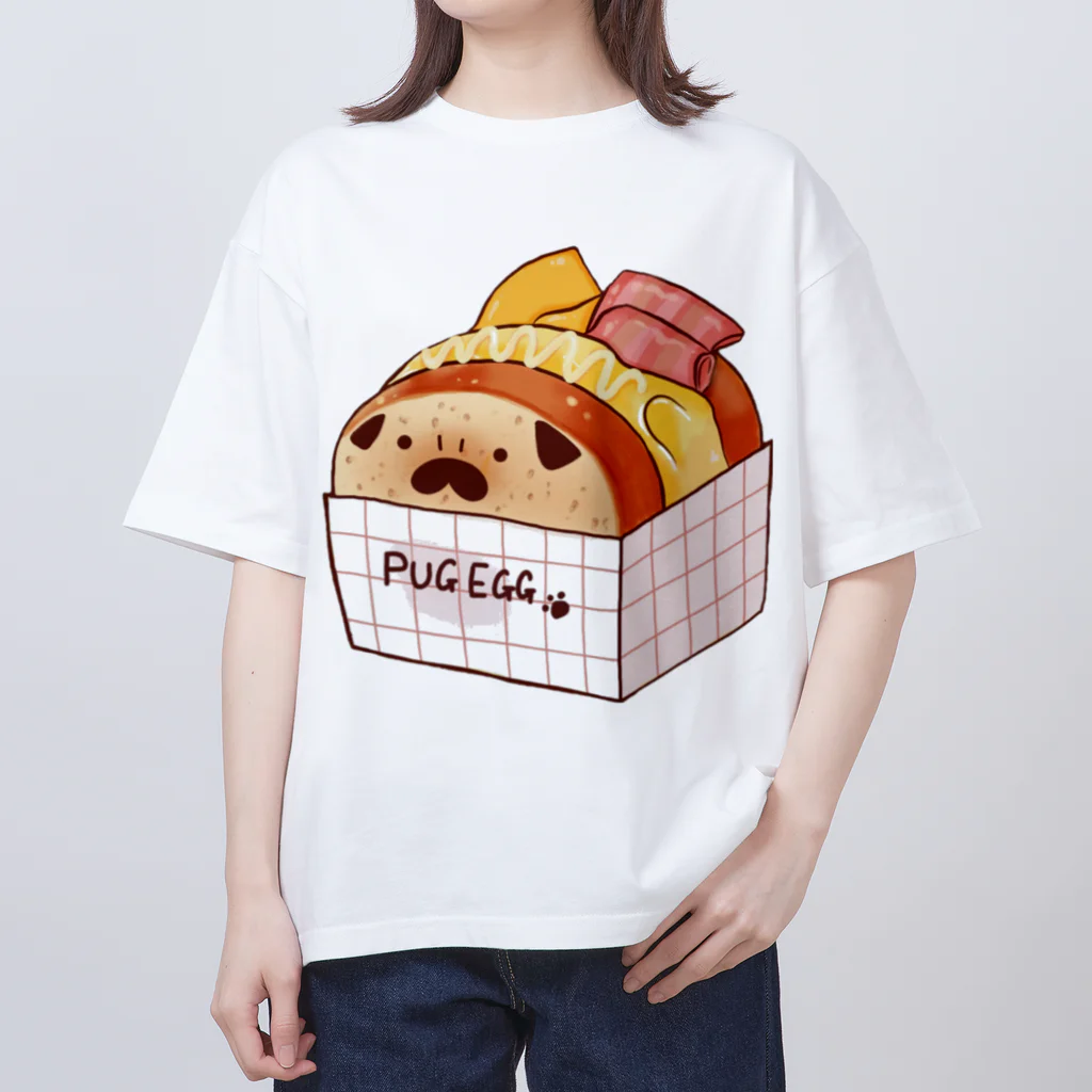 PUG LOVEのパグちゃんエッグトースト Oversized T-Shirt