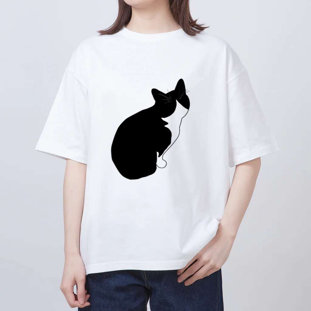 雨と珈琲のくろにゃんこ オーバーサイズTシャツ