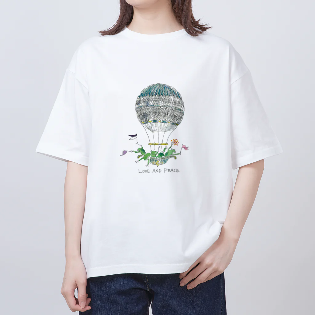 Kumiko_muro_illustration🐸のLOVE AND PEACE オーバーサイズTシャツ