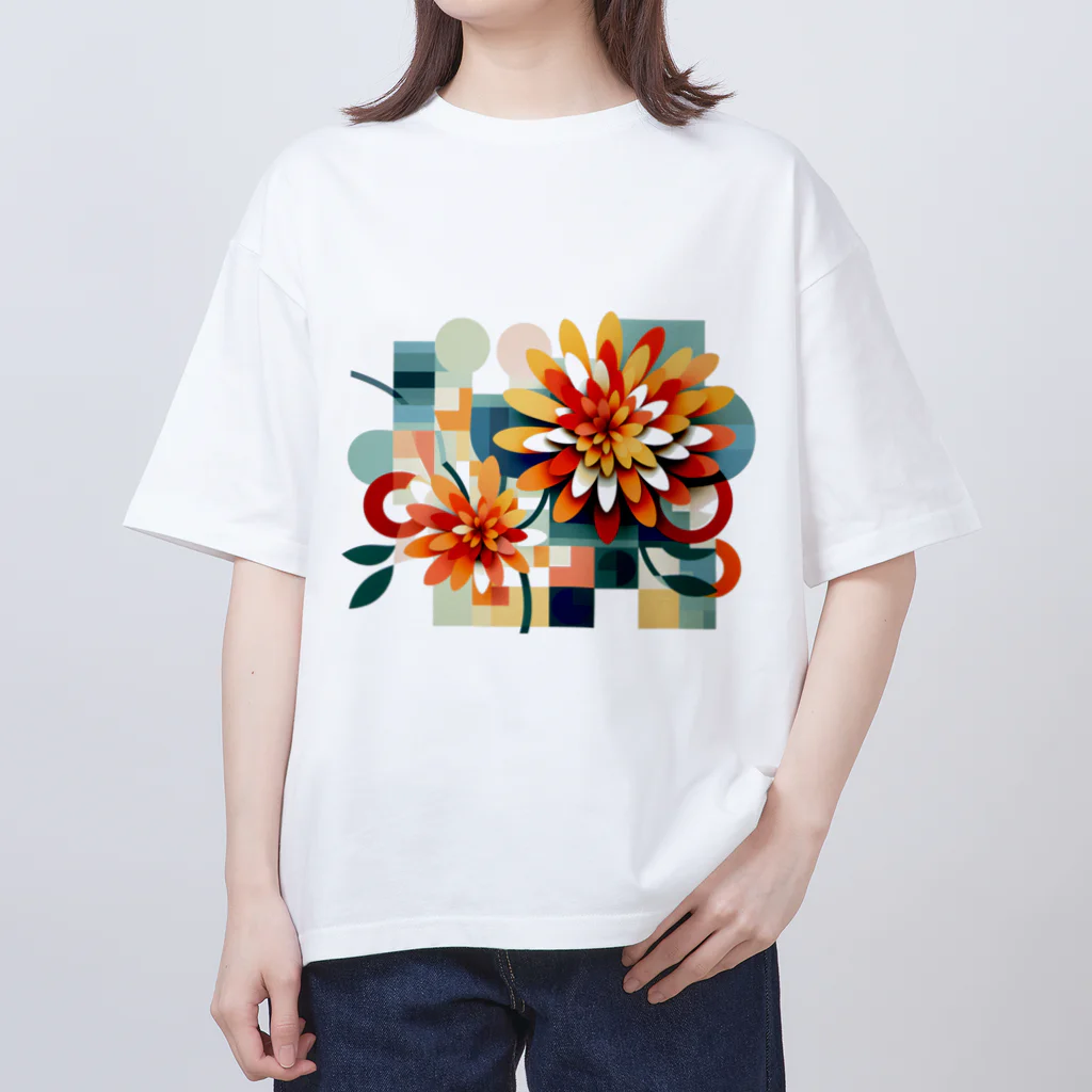 太陽の光に包まれて　Wrapped in Sunlightの華麗な菊の彩り Oversized T-Shirt