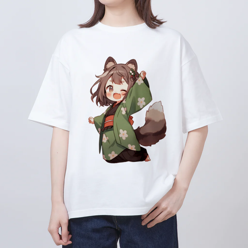 jai-to-anのたぬっぺ (Tanuppe) ver.1　狸の神様、たぬき、タヌキ オーバーサイズTシャツ