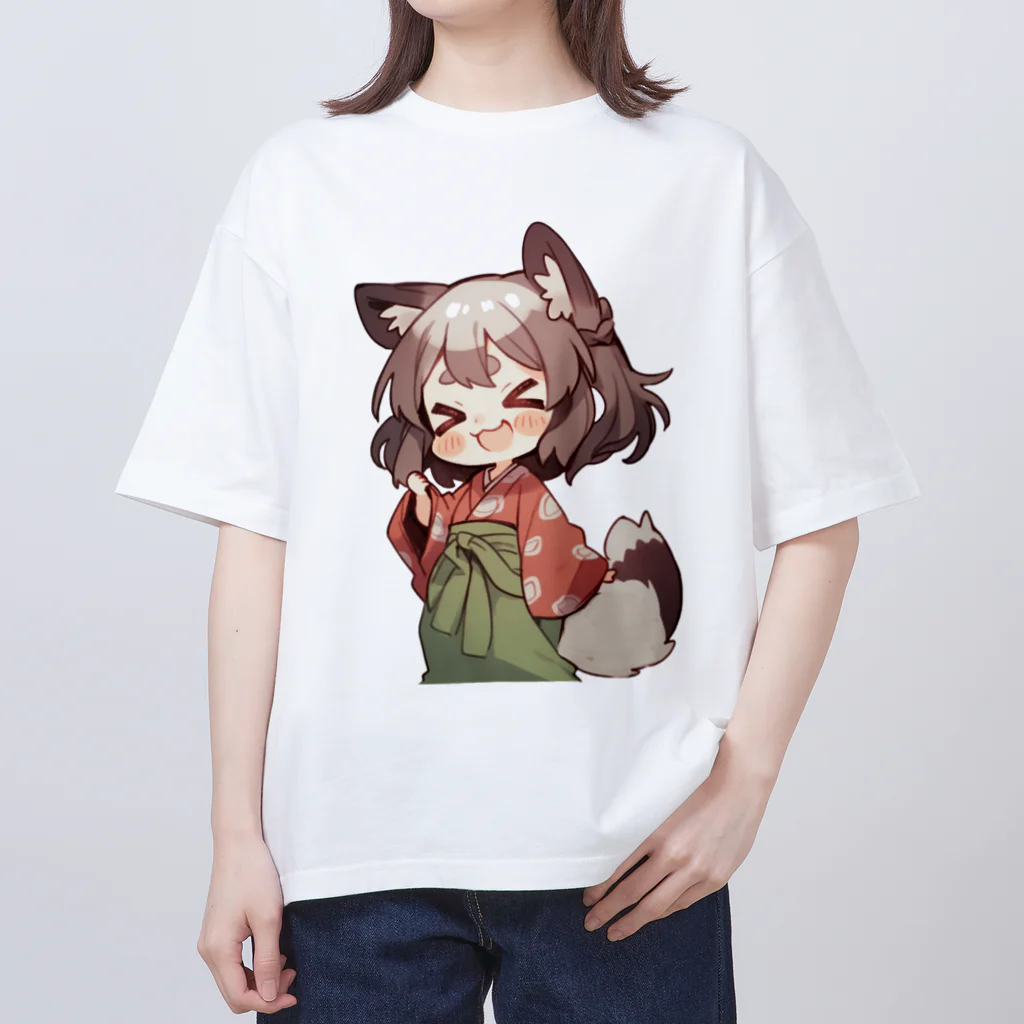 jai-to-anのたぬっぺ (Tanuppe) ver.2　狸の神様、たぬき、タヌキ オーバーサイズTシャツ