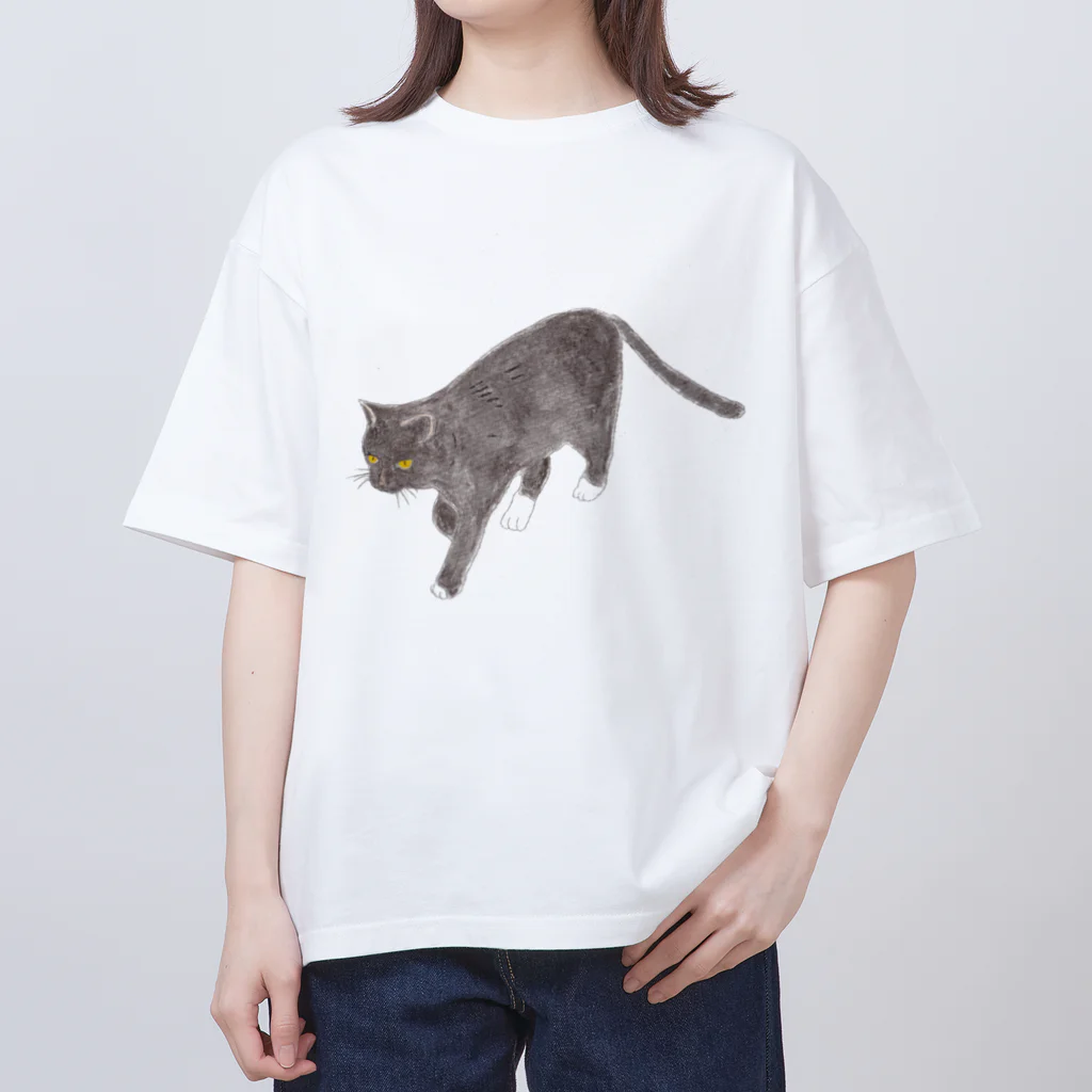 森の中のある日の黒猫ちゃん オーバーサイズTシャツ