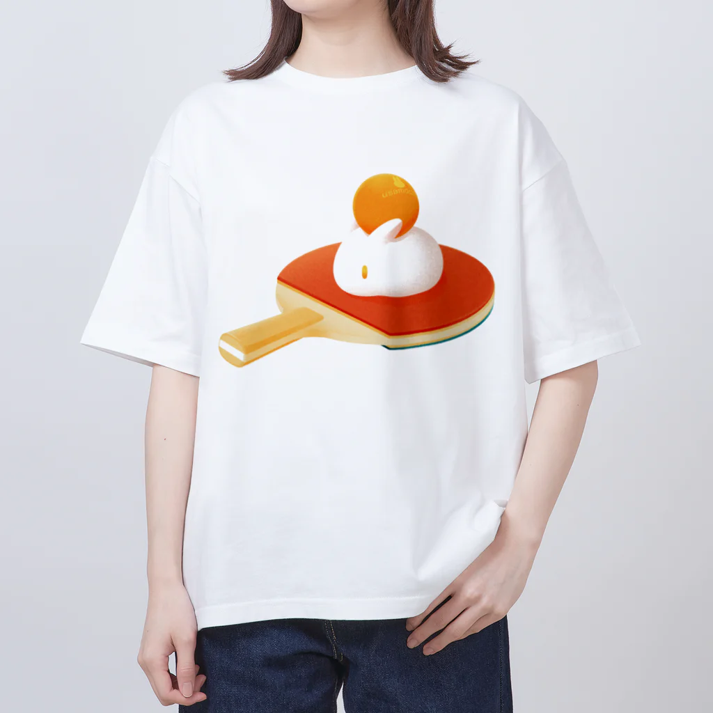 MochiOzのうさもちTシャツ（卓球） Oversized T-Shirt