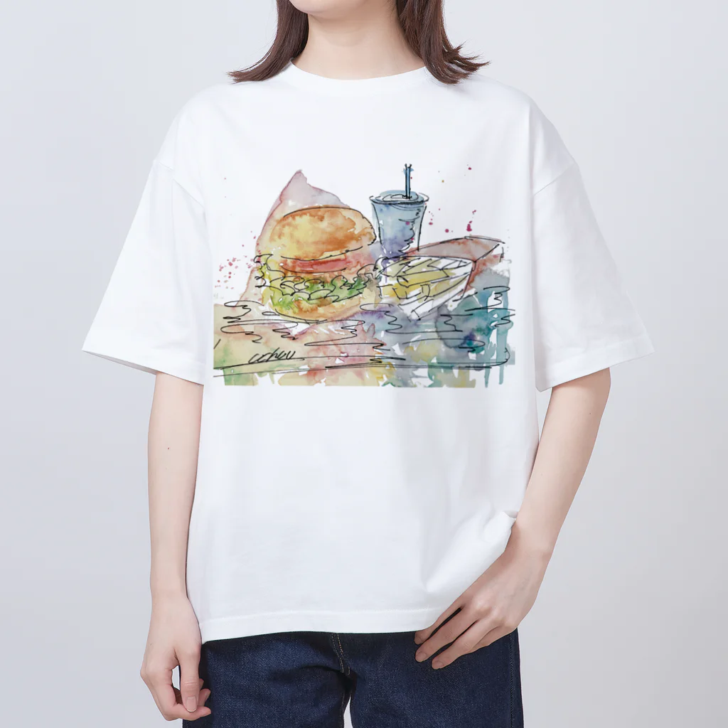 宇宙ﾕｰﾘﾝﾁｨのSuisai rakugaki (hamburger) オーバーサイズTシャツ