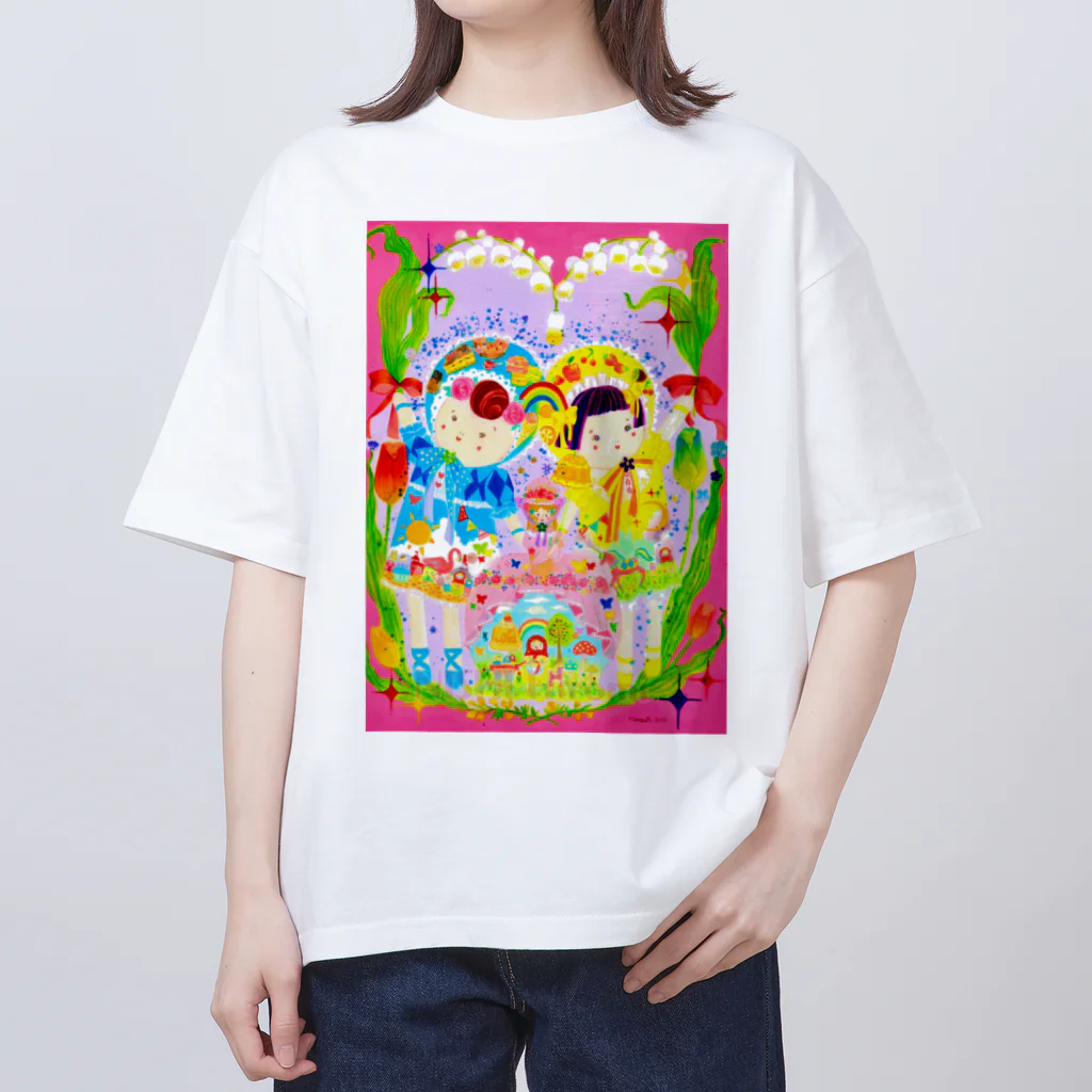 はいからヒストリカルSUZURI店の文化ちゃんとフランス姫 オーバーサイズTシャツ