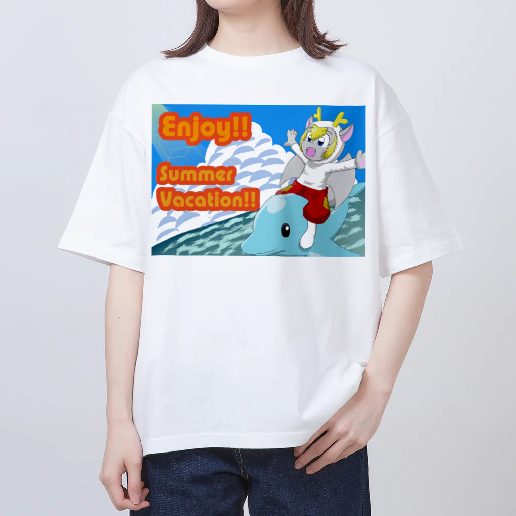 ホワイトドラゴン　タイトくん💙のサマーバケーション オーバーサイズTシャツ