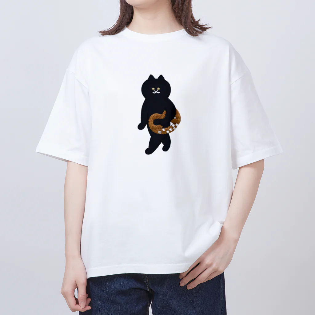 SUIMINグッズのお店の喫茶店の猫（プレッツェルお持ち帰り） オーバーサイズTシャツ