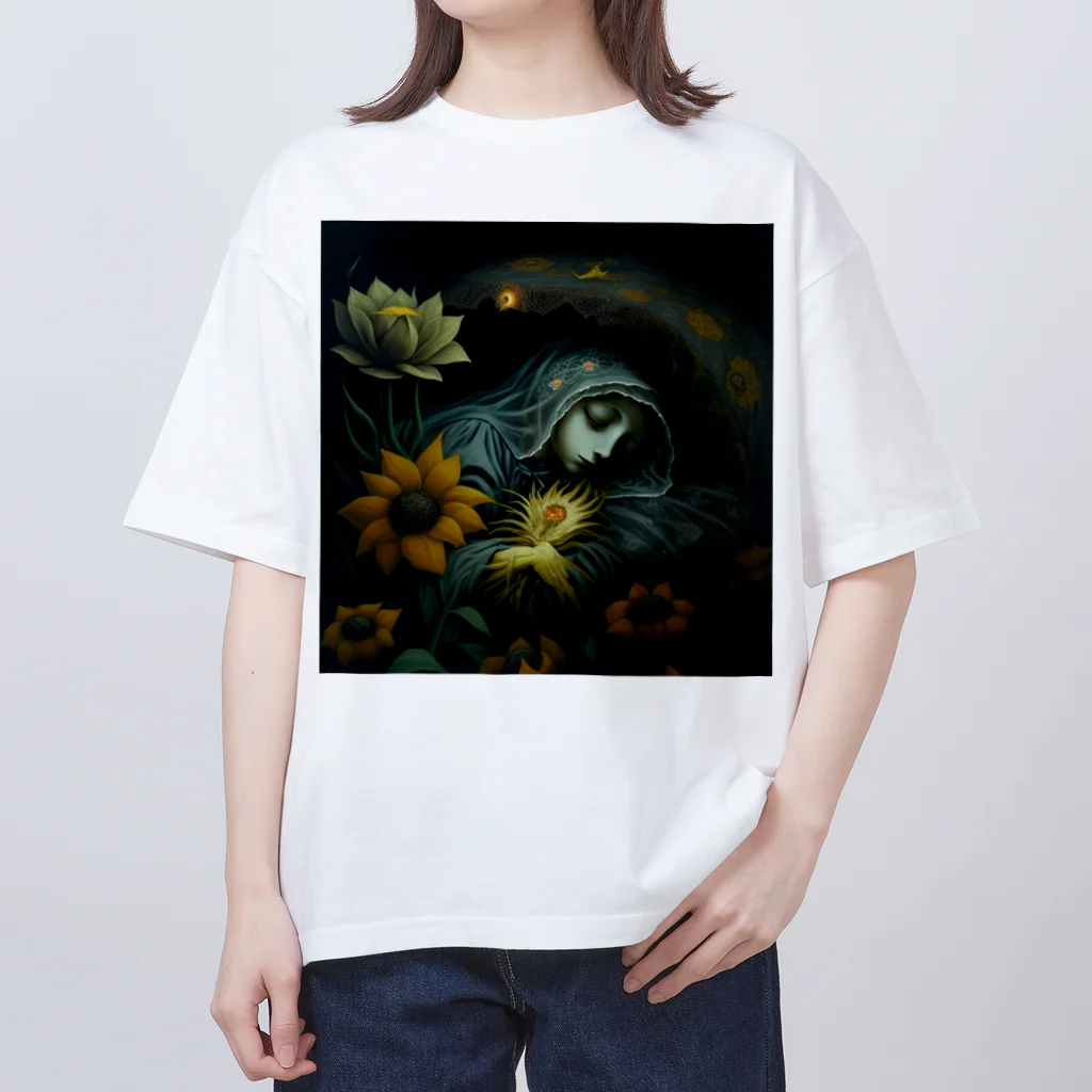 LunaNocturneの花の美しさと少女の儚さが、幻想的な世界を彩る。 Oversized T-Shirt