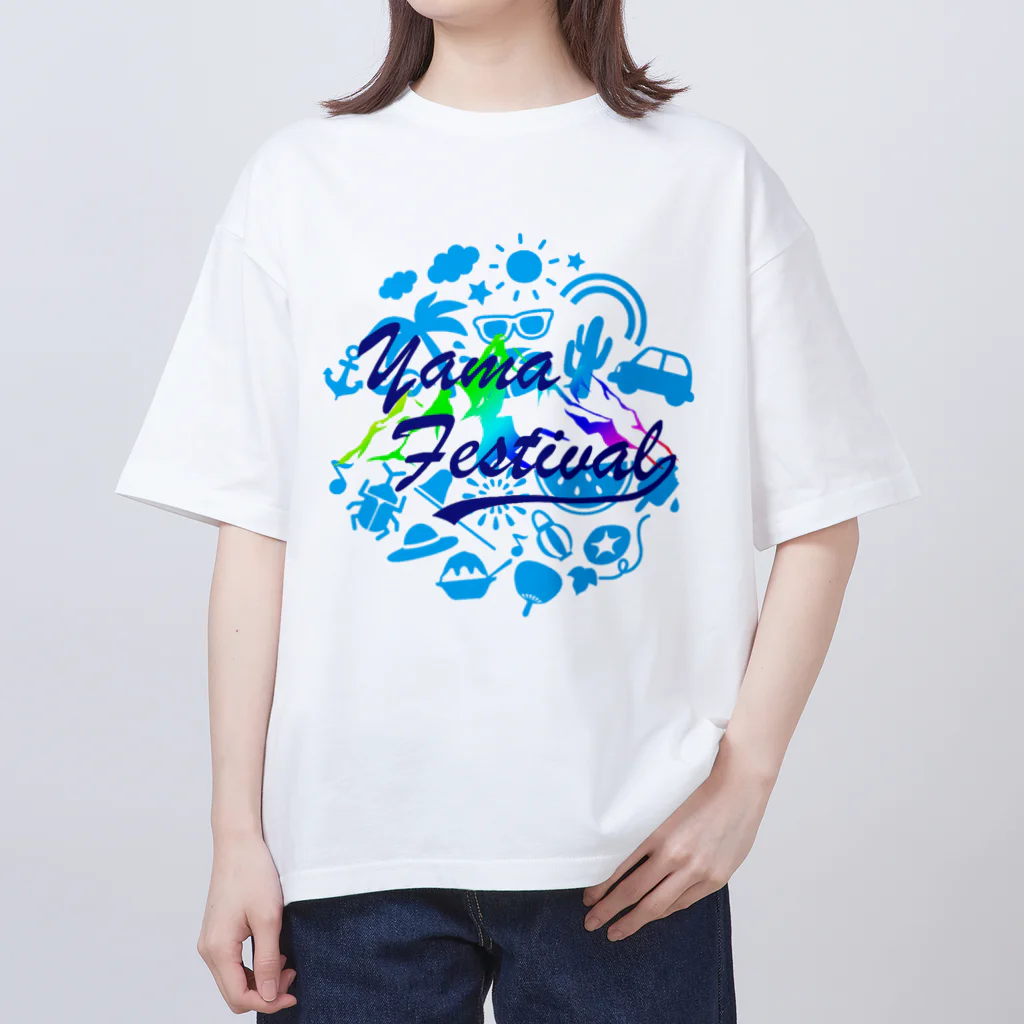 川上牧場のヤマフェスステッカー（水色） オーバーサイズTシャツ