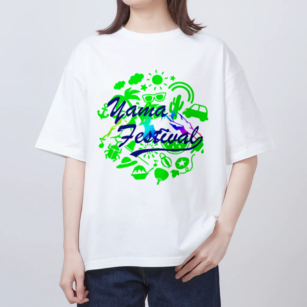 川上牧場のヤマフェスステッカー（緑色） オーバーサイズTシャツ