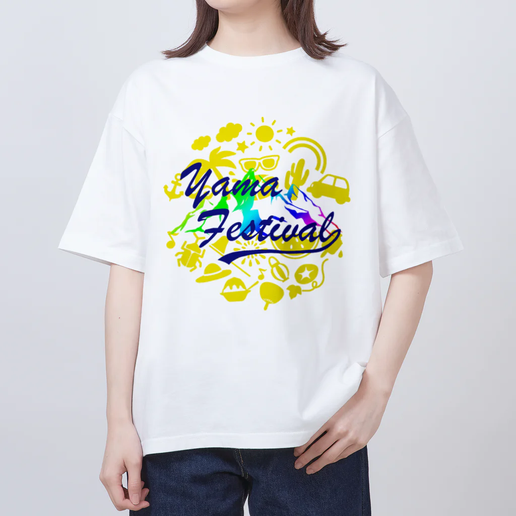 川上牧場のヤマフェスステッカー（黄色） オーバーサイズTシャツ