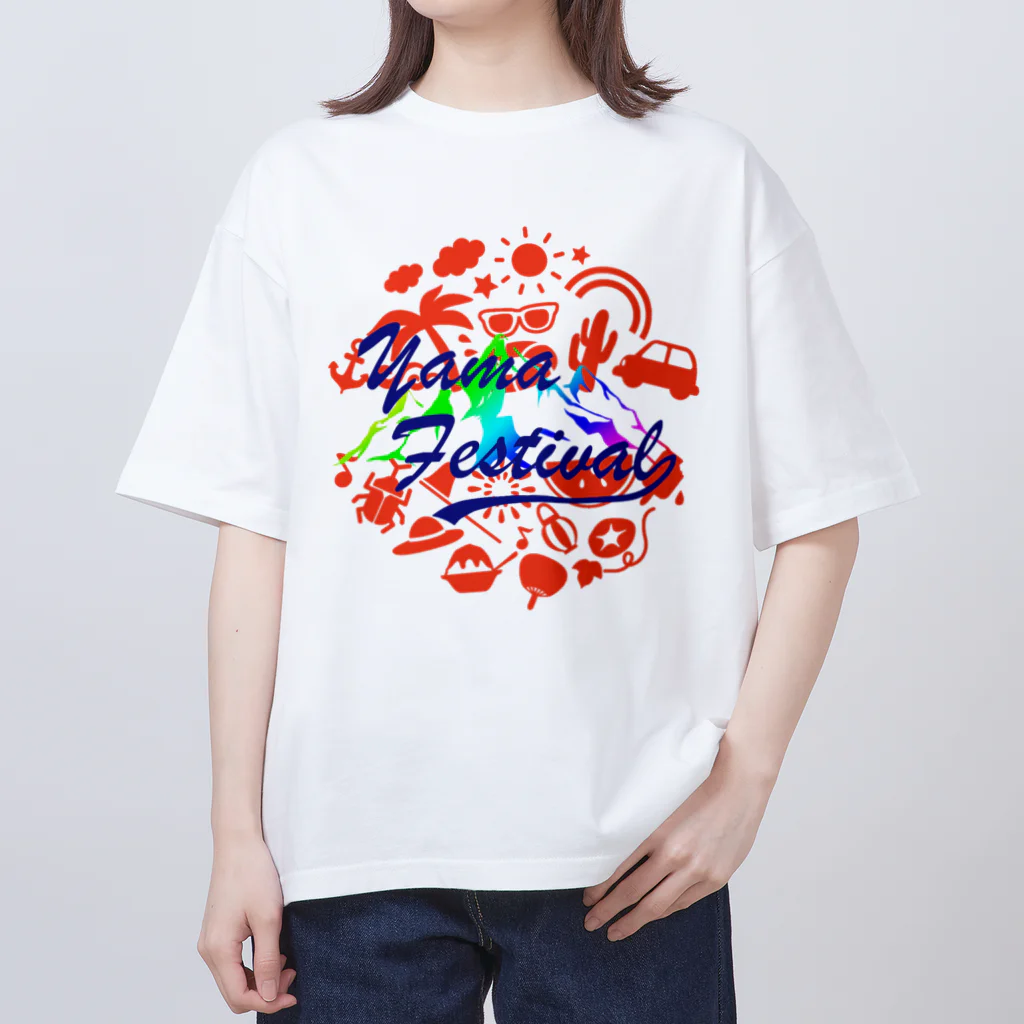 川上牧場のヤマフェスステッカー（赤色） Oversized T-Shirt