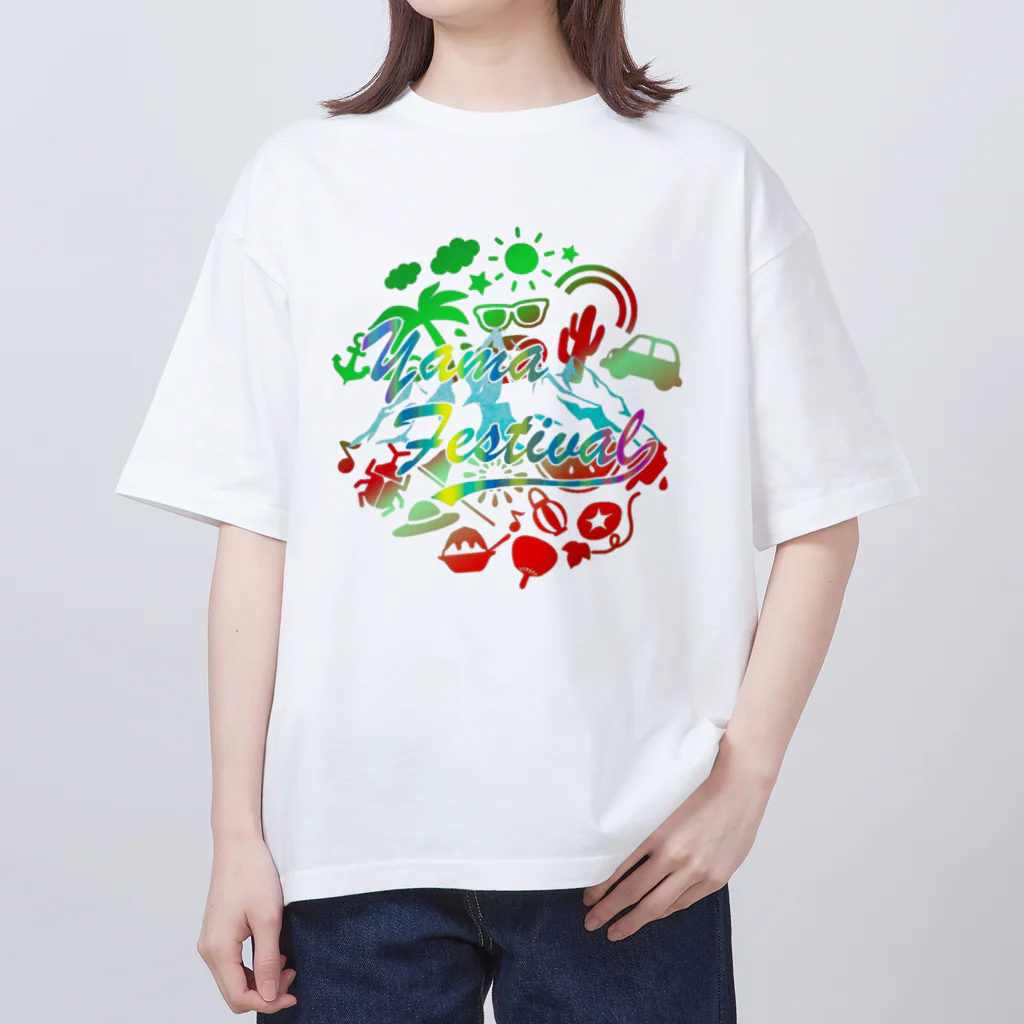 川上牧場のヤマフェスステッカー（虹色） オーバーサイズTシャツ