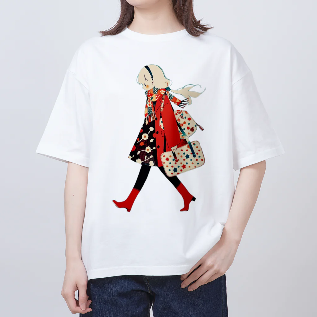 桜音ことこ企画のマフラーと赤いブーツ Oversized T-Shirt