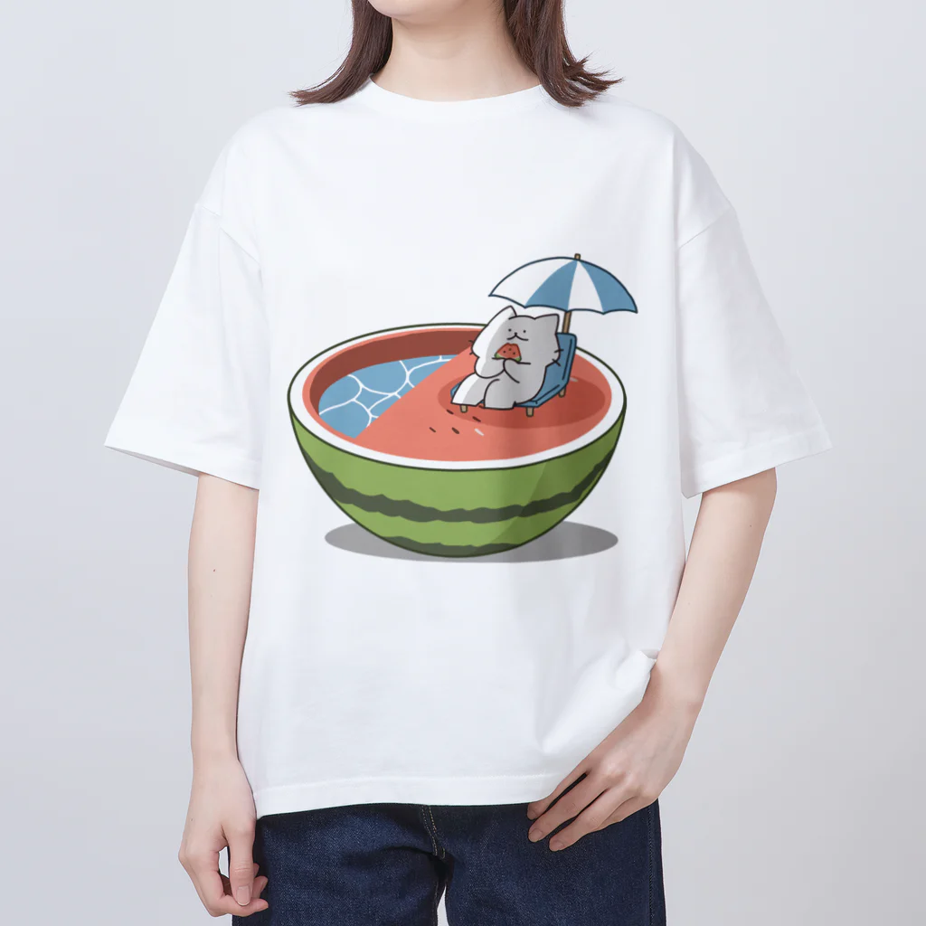 猫原のしの真夏はスイカプールで避暑 Oversized T-Shirt