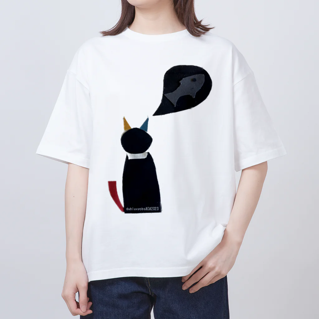 dubluvyobsダブラヴヨブス のクロネコさん Oversized T-Shirt