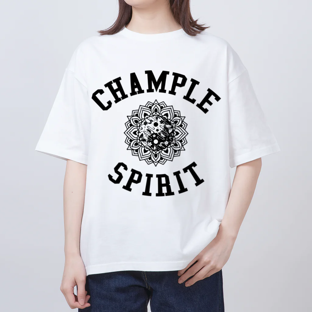 LEELA 〜 official shop 〜のCHAMPLE SPIRIT 〈ブラックプリント〉 オーバーサイズTシャツ