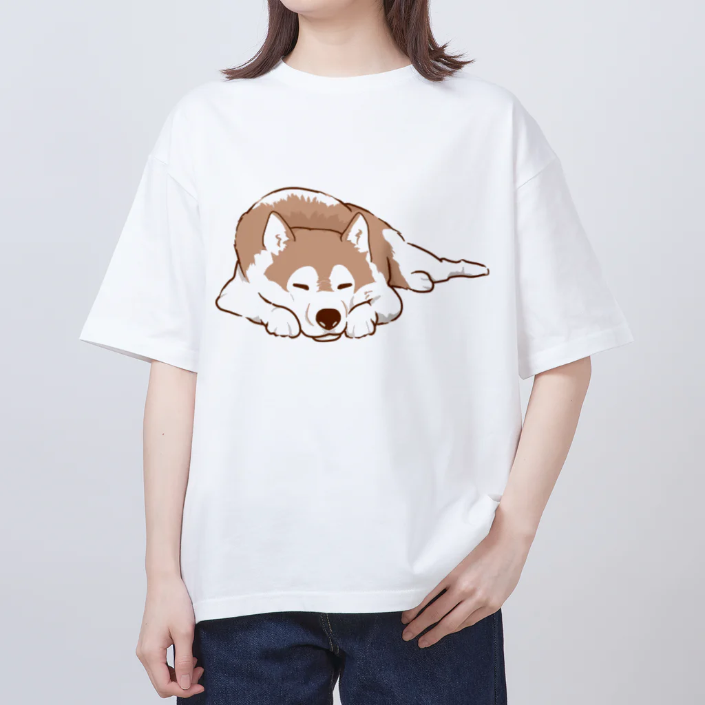 WANPU  by YUn.のチョコカラー　眠るハスキー　 Oversized T-Shirt