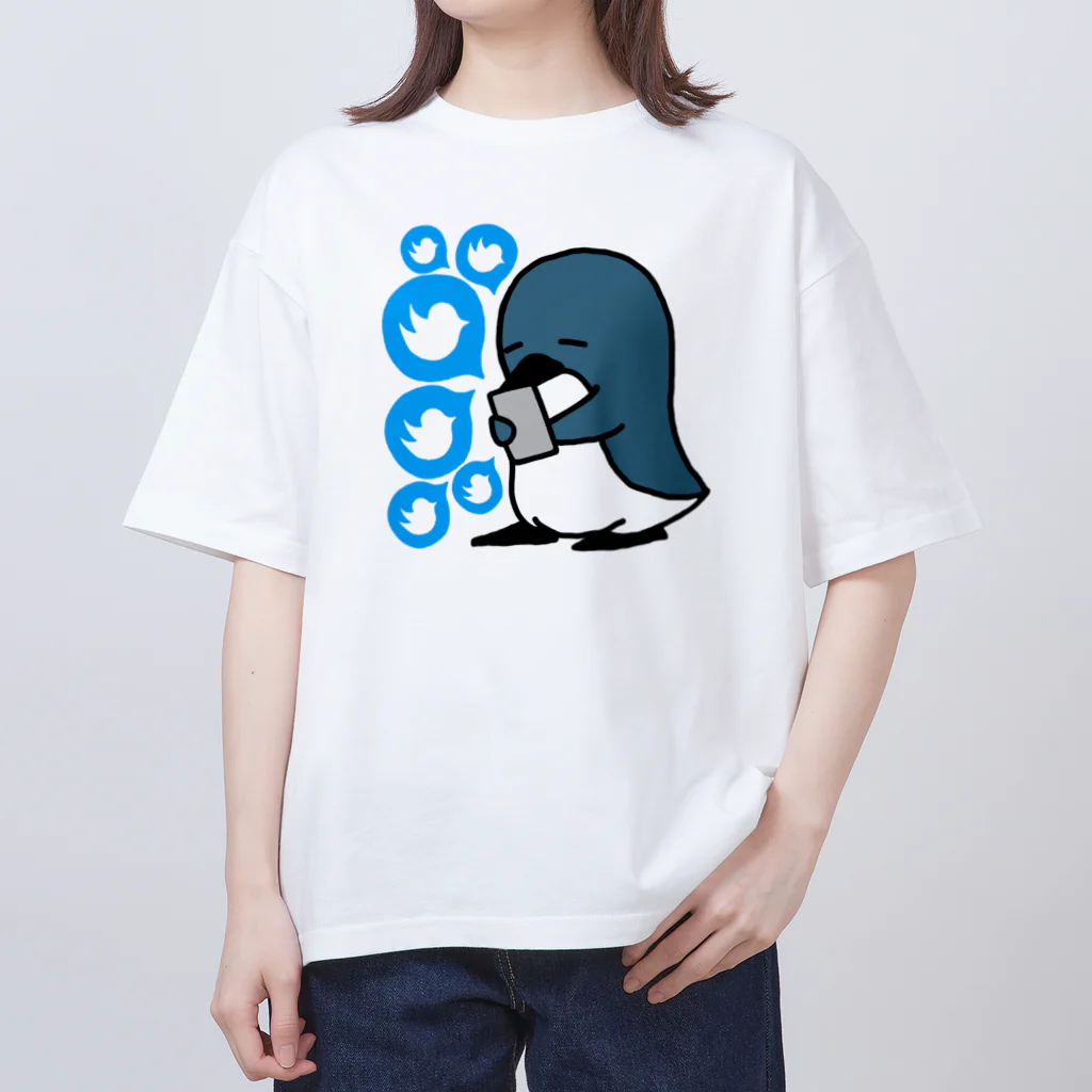 こへだの青い鳥を惜しむペンギン オーバーサイズTシャツ