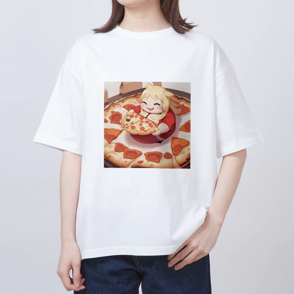 がみみしょつぷのピザを食べるデブ オーバーサイズTシャツ