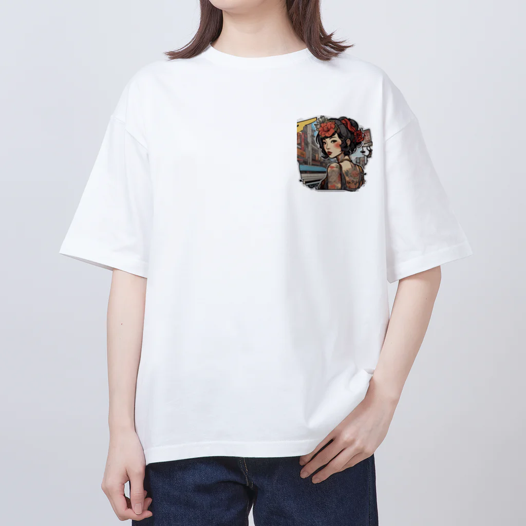 streetsnapの可愛いタトゥーだらけの女性、両面プリントTシャツ、期間限定 Oversized T-Shirt