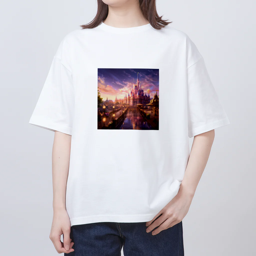 𝐒𝐚𝐤𝐢のショップの夕暮れのお城 オーバーサイズTシャツ