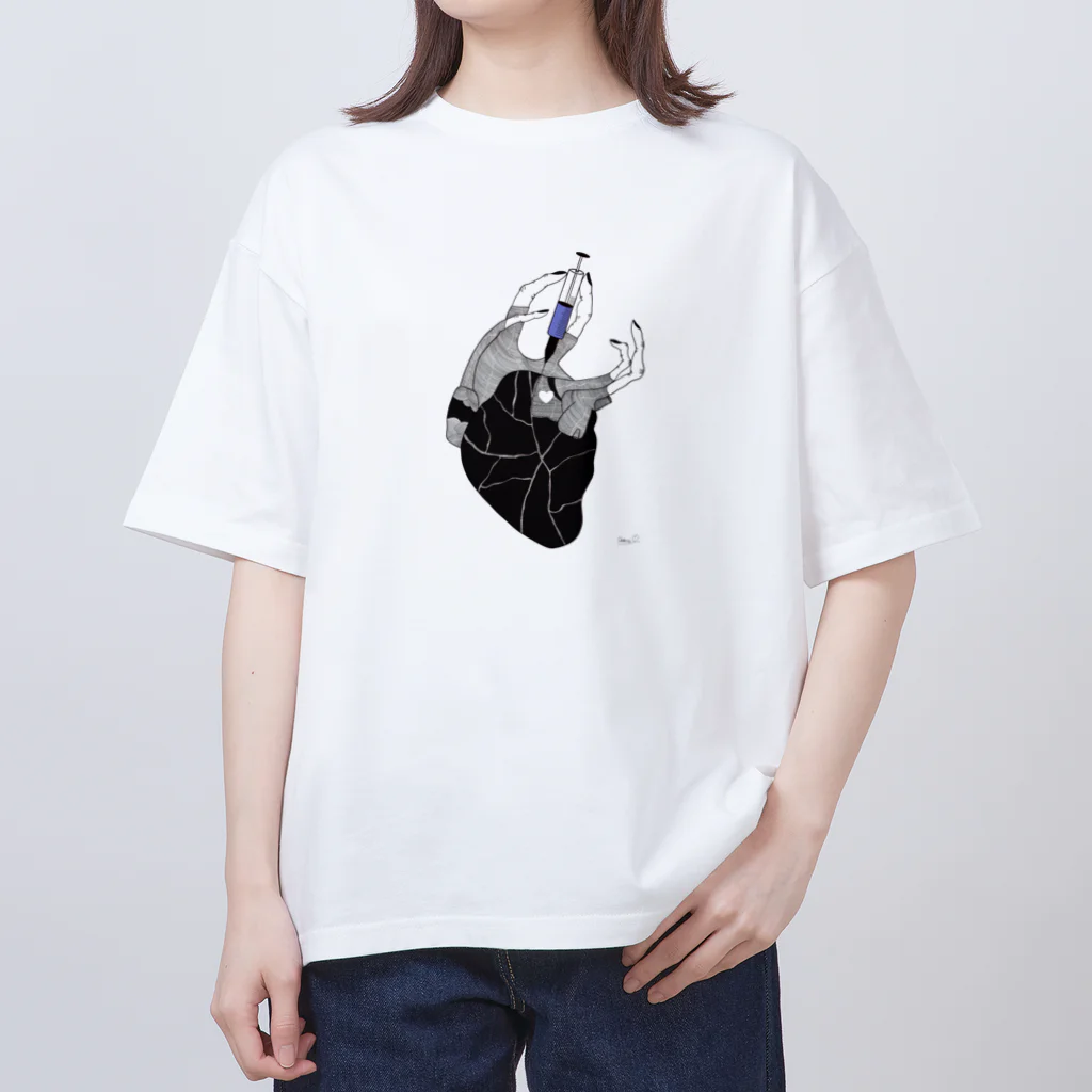 poppop__qのhurt shoke オーバーサイズTシャツ