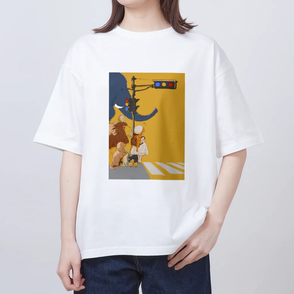 内海　憂　女の子と優しい動物さん達の優しい動物さんと女の子 Oversized T-Shirt