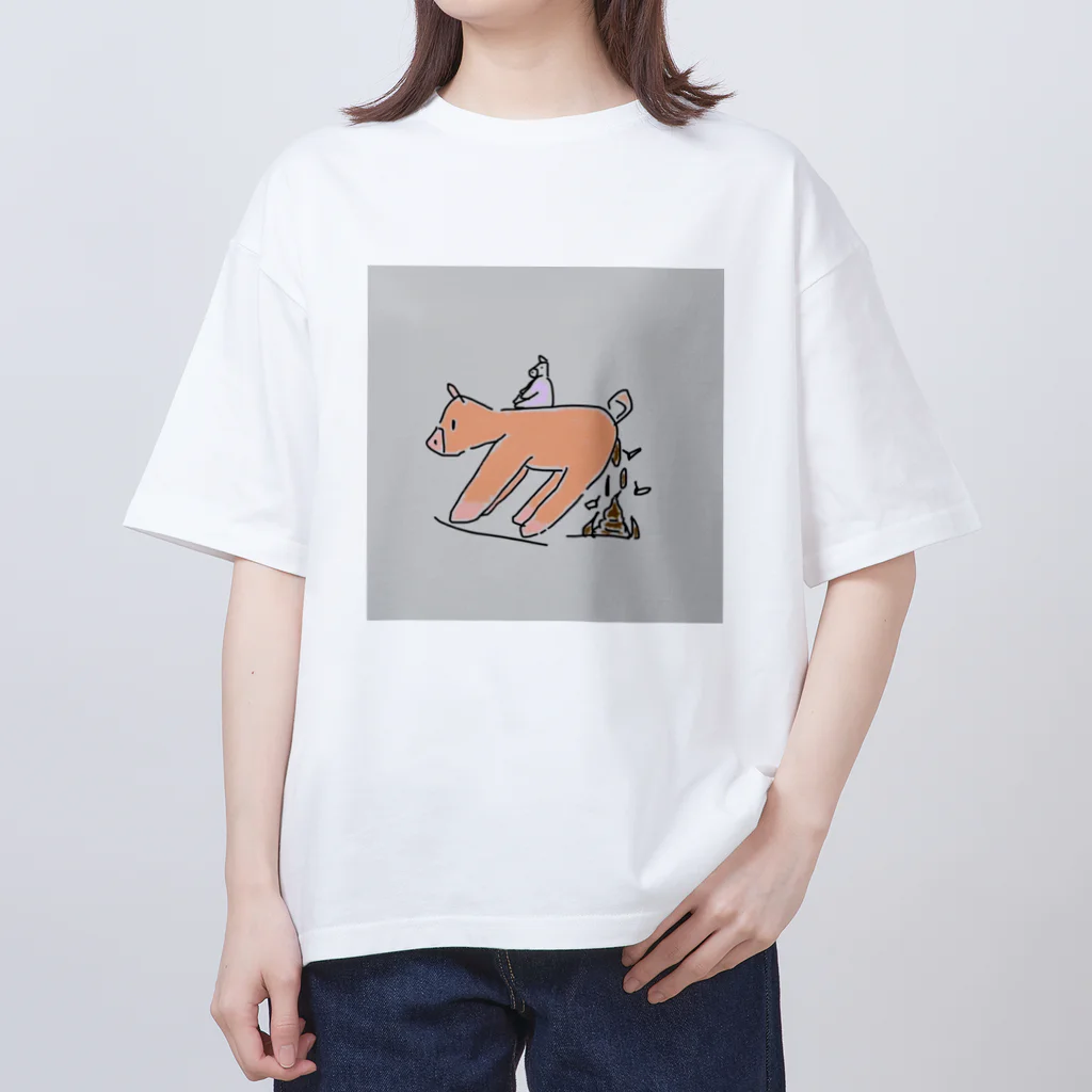 うままうピースのぶりぶりぶーさん オーバーサイズTシャツ