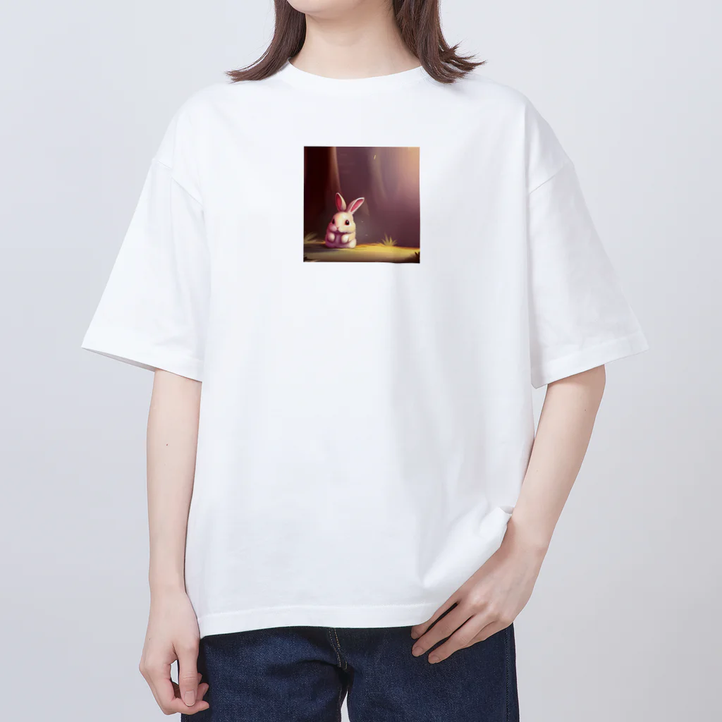 幸せアートワールドのふさふさうさぎ Oversized T-Shirt