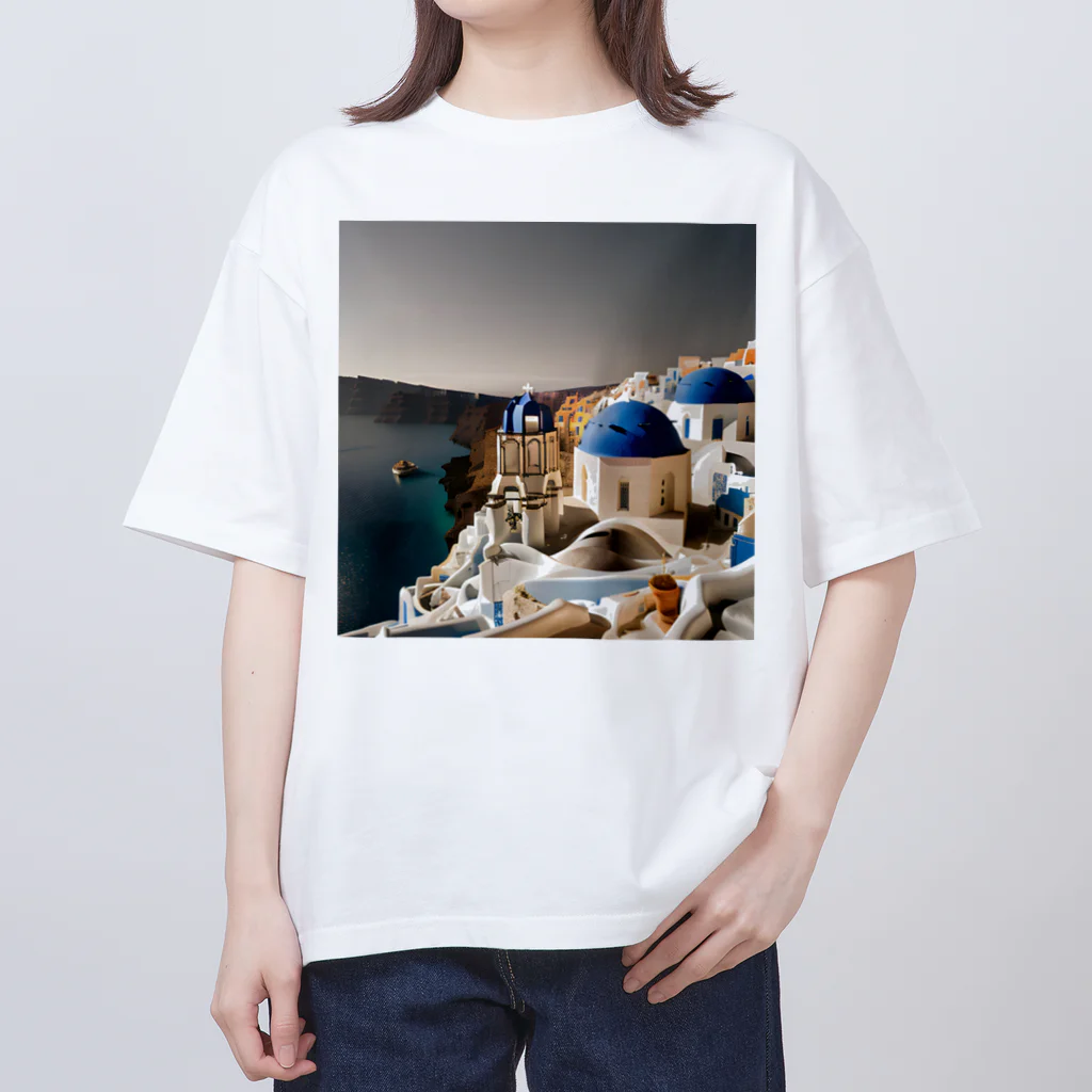 manopinoのおしゃれな街！サントリーニ島 Oversized T-Shirt