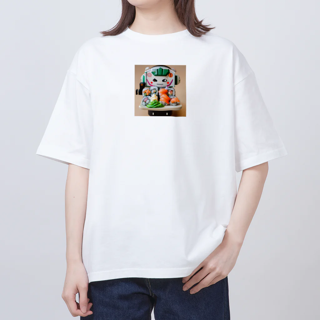 ネオ｜爆速AIクリエイターのお店のお寿司メカ×かわいいイラストグッズ Oversized T-Shirt