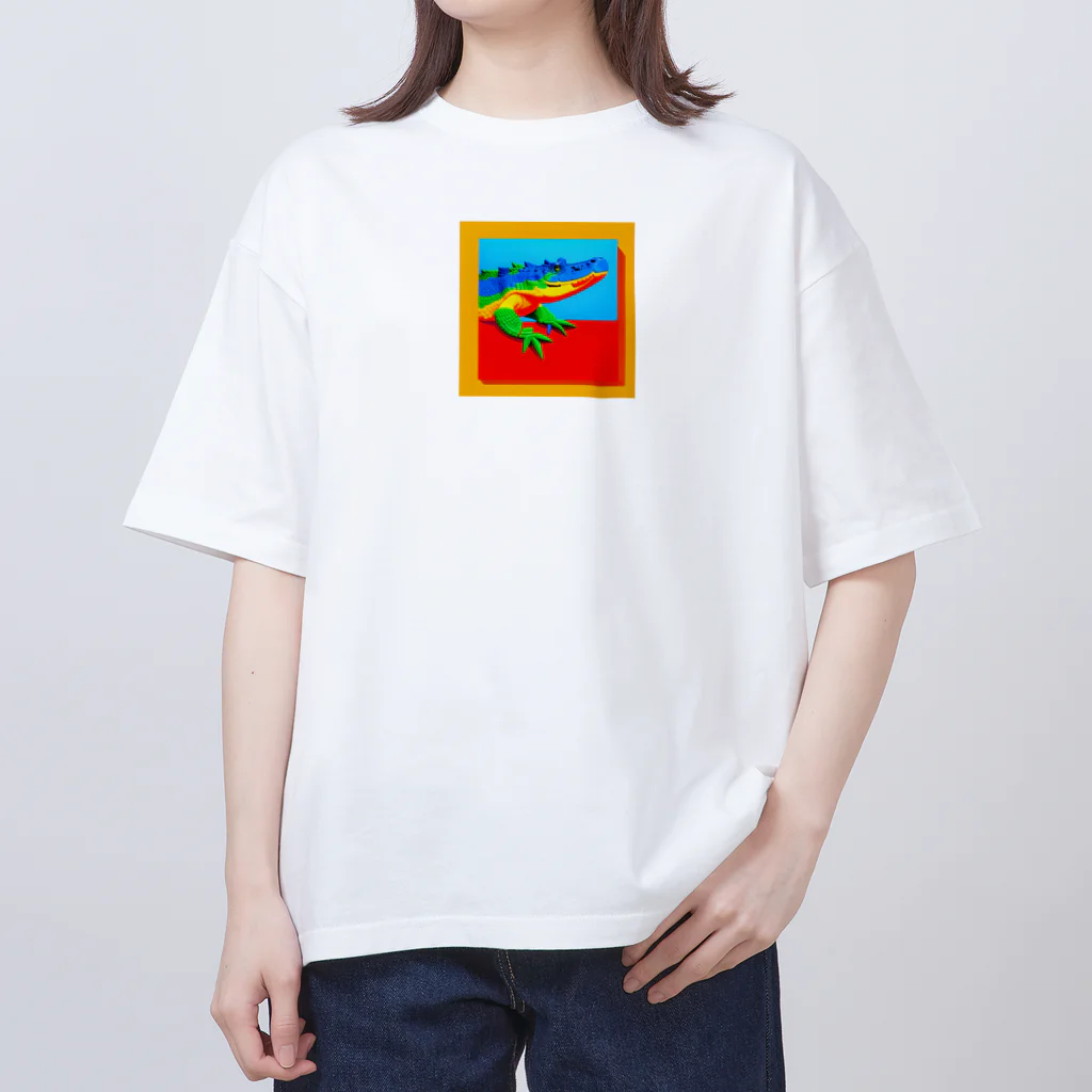 Ikujipappaのカラフルクロコダイル オーバーサイズTシャツ