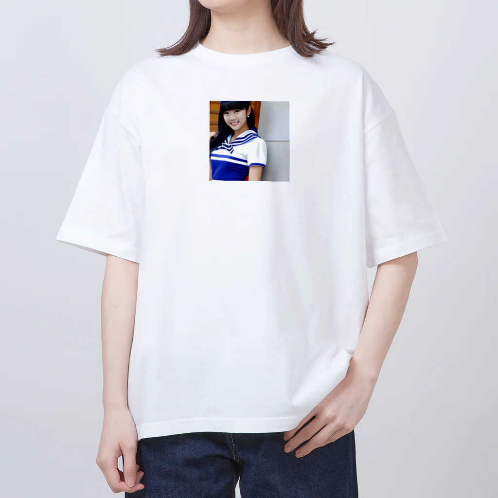 みやこのオリジナルショップの制服が似合う可愛いAI美少女のオリジナルグッズ Oversized T-Shirt