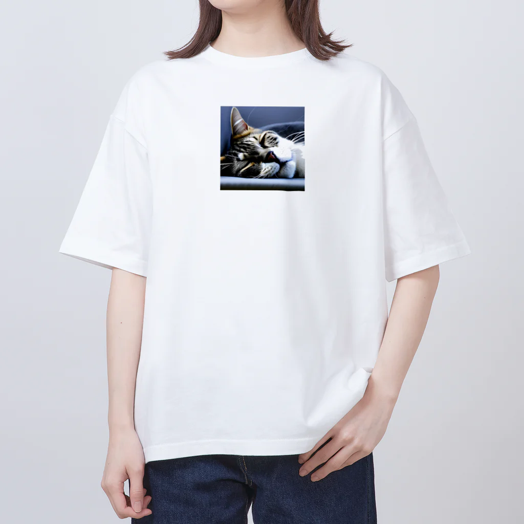 HYUGOの寝顔ドアップのキュートな猫 Oversized T-Shirt