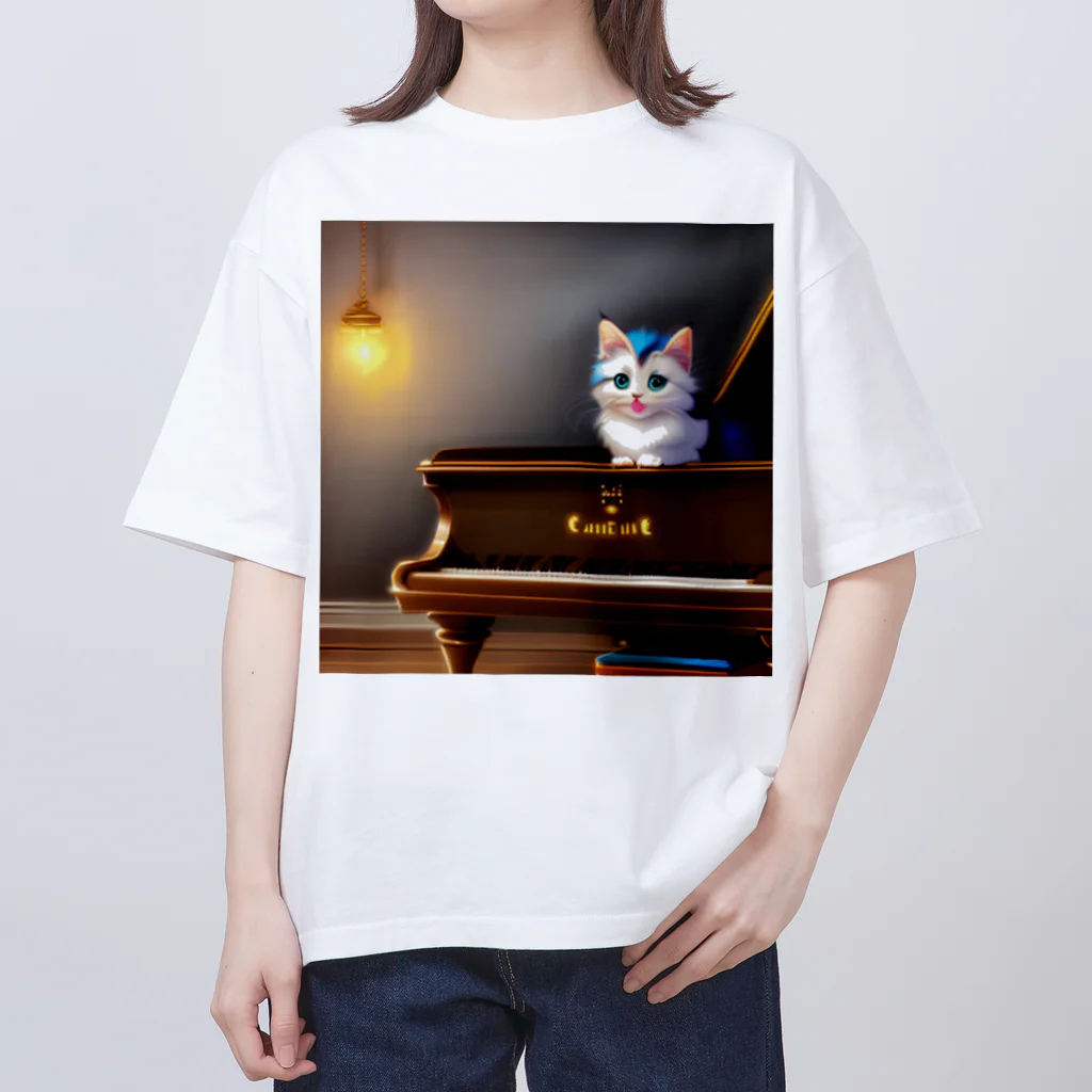 kitten pianistの子猫ピアニスト-2 オーバーサイズTシャツ