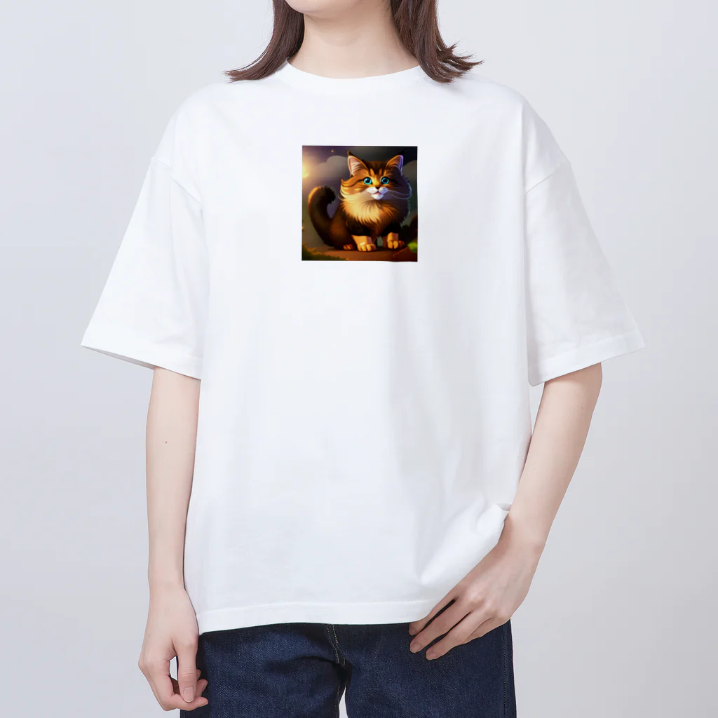 kpop大好き！のかわいい猫のイラストグッズ Oversized T-Shirt