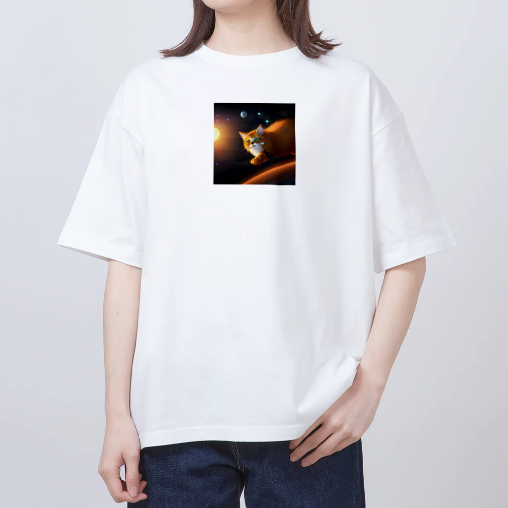 shopアルーニョの宇宙を走るネコさん Oversized T-Shirt