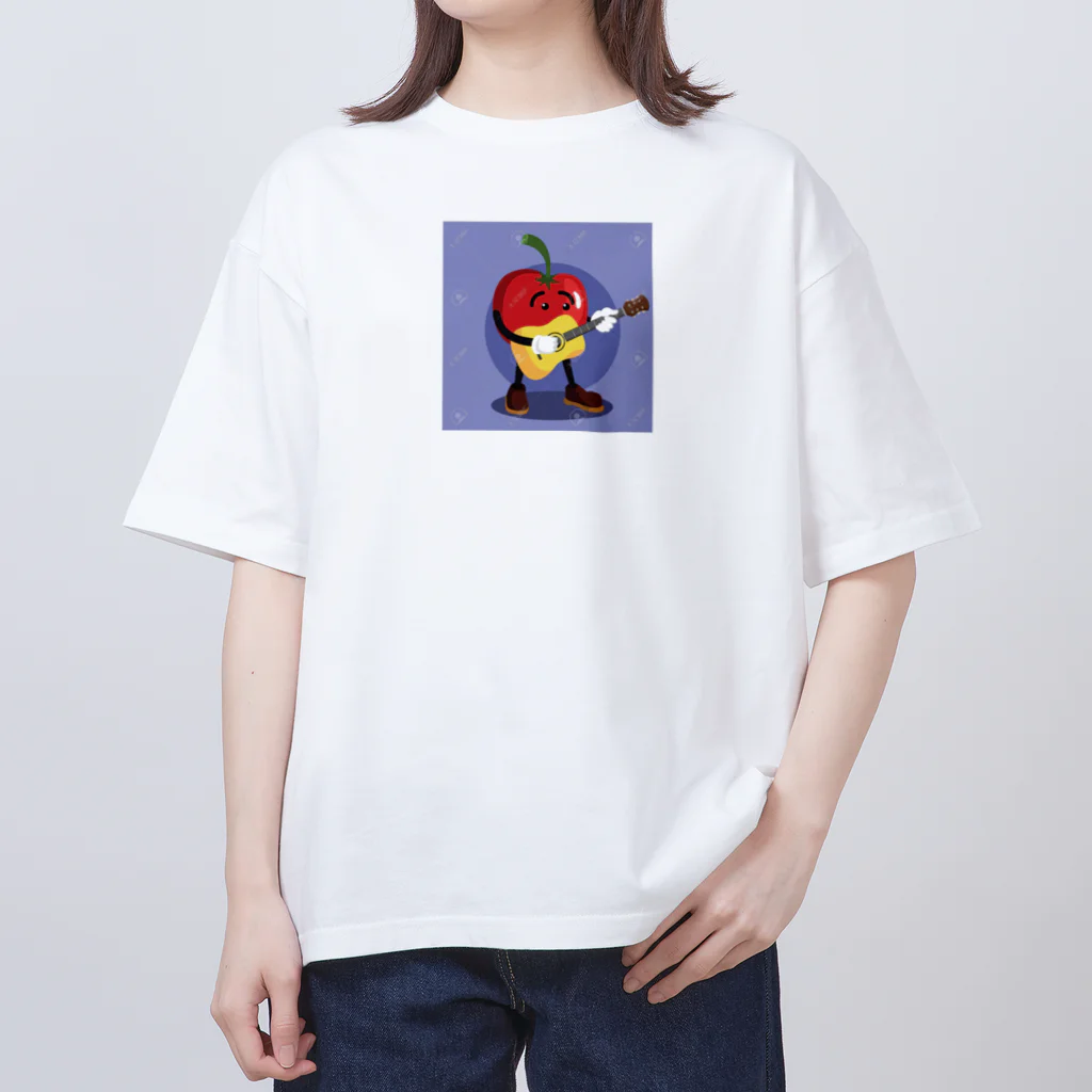 satomatoのイラストのギターを弾くトマトくん Oversized T-Shirt